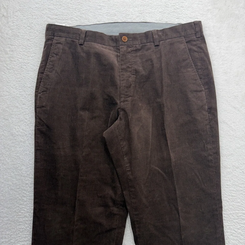 Brooks Brothers Clark Brown Corduroy Pant Mens 38x30 Straight Leg Cotton Stretch